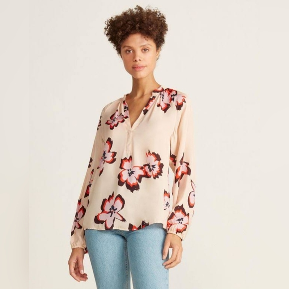 ⭐️ NWT $375 A.L.C. Jules Pink Floral Print Silk Blouse size 2 - Picture 3 of 6